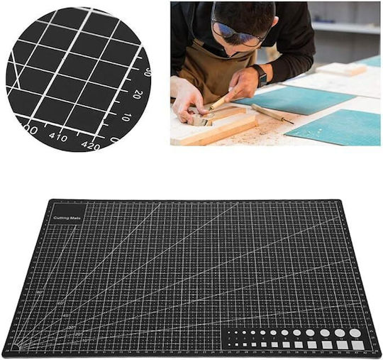 Placă de tăiere auto-vindecătoare Zola A1 cu două fețe, scală clar vizibilă 60 X 90 cm neagră