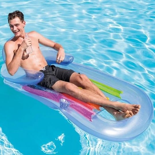 Șezlong Gonflabil Intex cu Spătar 1.60x0.85 M Albastru