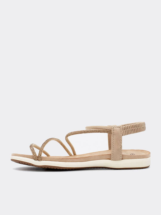 Women's Flat Sandals in Beige Color