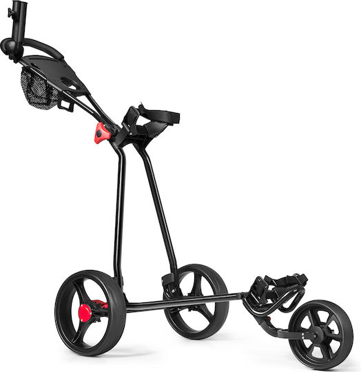 Costway Three-Wheeled Foldable Lightweight Iron Golf Cart Adjustable TPR Handle Black Sp35778