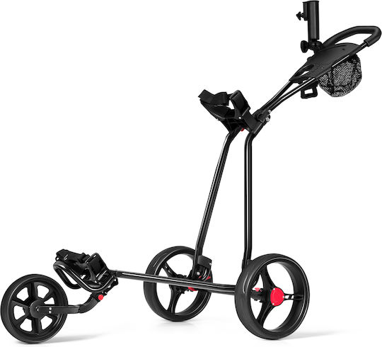 Costway Three-Wheeled Foldable Lightweight Iron Golf Cart Adjustable TPR Handle Black Sp35778