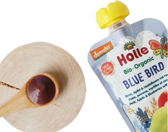 Holle Fruit-Vegetable Puree with Flavor Pear, Apple & Blueberry 100gr for 6+ Months