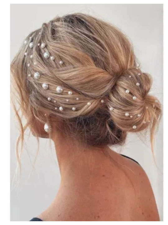 Sheet of White Pearl Stickers for Hairstyling Size 8mm 36 Pieces