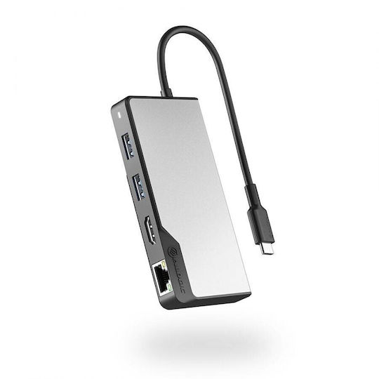 Alogic Fusion Alpha USB-C Docking Station mit HDMI 4K PD Ethernet Silber