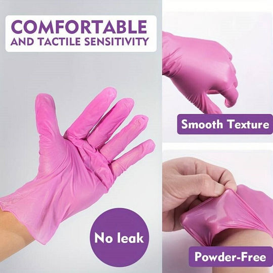 Nitrile Examination Gloves Powder Free Pink 100pcs