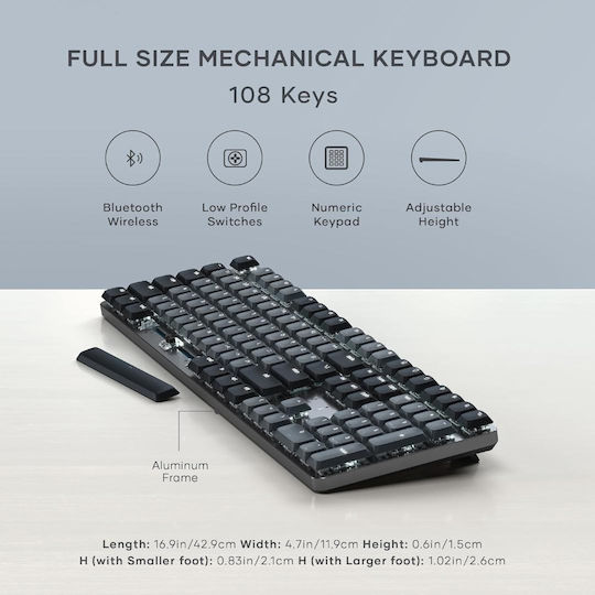 Satechi Slim SM3 Wireless Gaming Mechanical Keyboard with Illuminated keys (English US) Gray