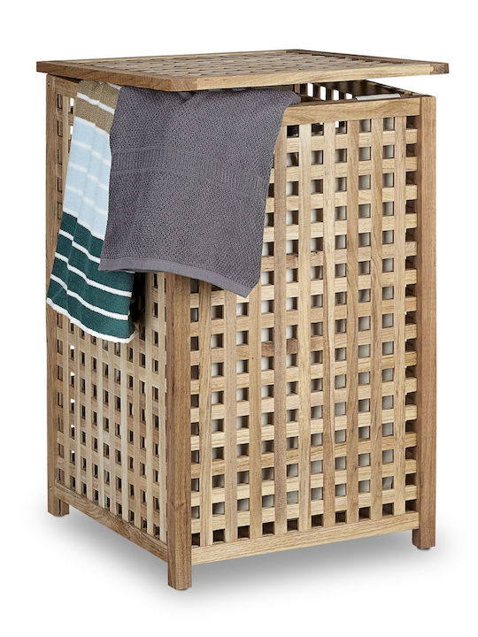 Relaxdays Coș De Rufe Din Lemn 75lt Cu Capac Maro Relaxdays Coș De Rufe Din Lemn 75lt Cu Capac Maro