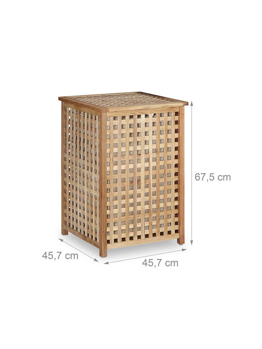 Relaxdays Coș De Rufe Din Lemn 75lt Cu Capac Maro