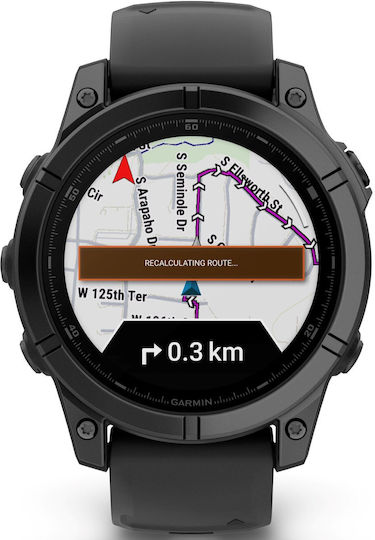 Garmin Fenix E Stainless Steel 47mm Αδιάβροχο Smartwatch με Παλμογράφο (Slate Grey Steel with Black Silicone Band)