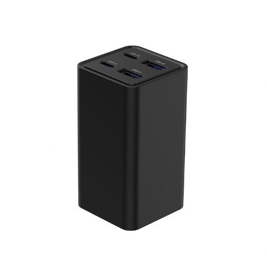 Gembird GaN с 2 USB-A порта и 2 USB-C порта 65W Power Delivery / Quick Charge 3.0 Черен (TA-UC-2A2C-PD65-01-BK)