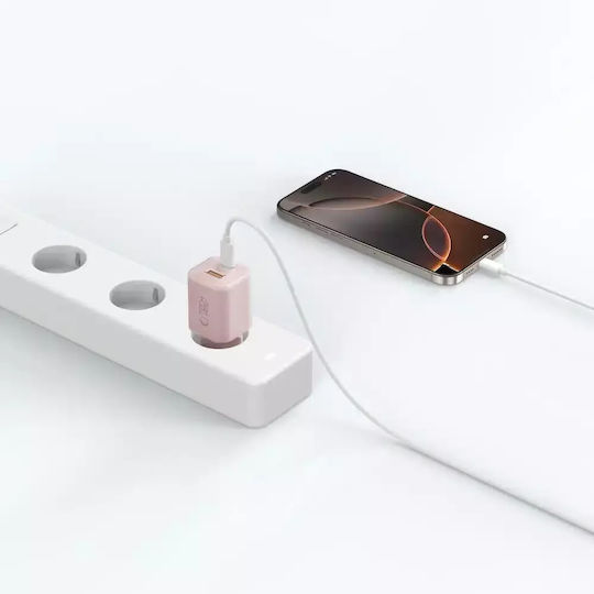 Tech-Protect Зарядно без кабел с USB-A порт и USB-C порт 33W Розов (NCM33W)