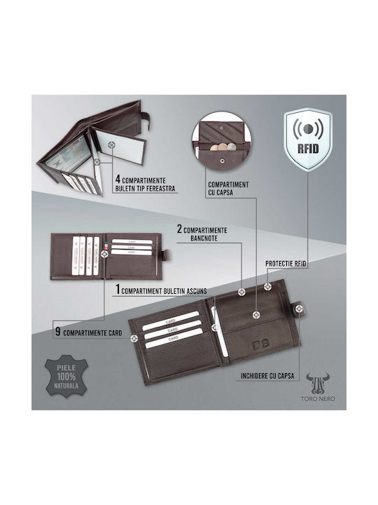 Δερμάτινο Ανδρικό Πορτοφόλι με RFID Καφέ