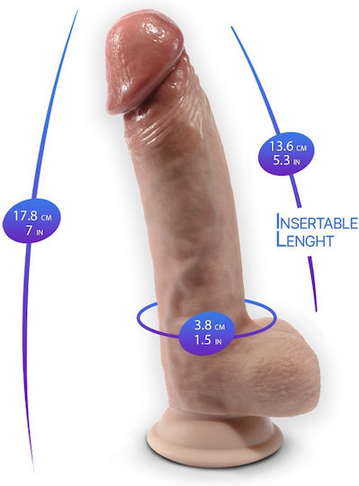 SilexD Glass Dildo with Balls and Suction Cup Flesh 18cm