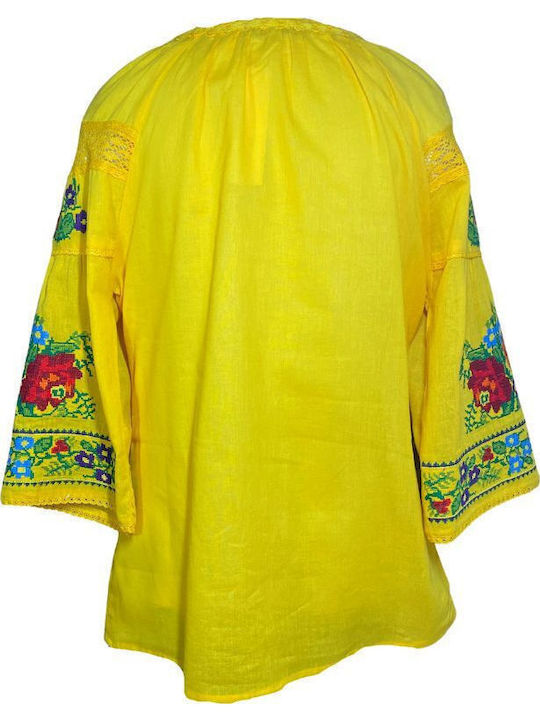 Pulover Damă Floral Galben