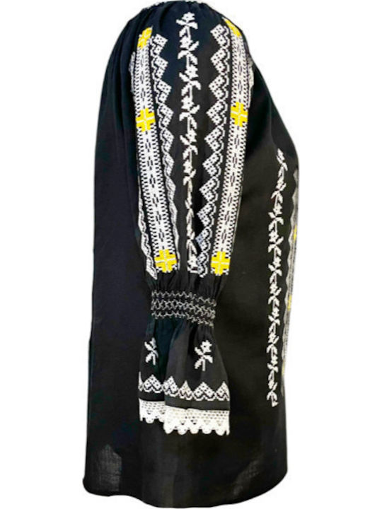 Damen Bluse Black, Yellow