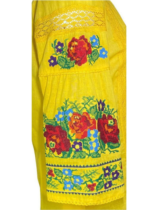 Pulover Damă Floral Galben