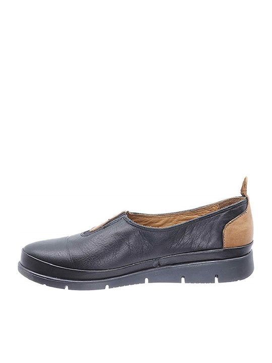 Leder Damen Mokassins in Schwarz Farbe