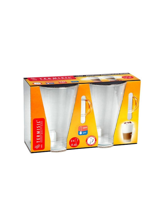 Termisil Κούπα Γυάλινη Διάφανη 400ml 2τμχ