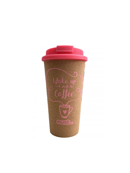 Cană din Hârtie Reciclată cu Capac Roz 480ml