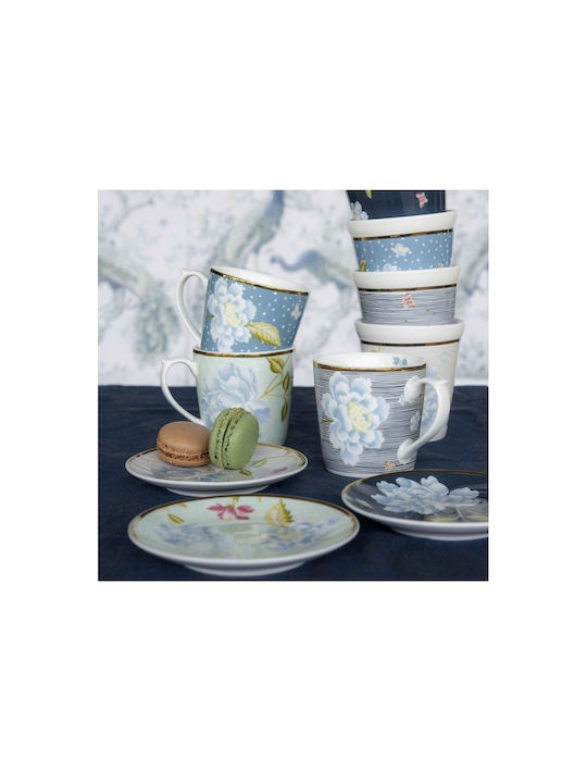 Laura Ashley Tasse Cobble Pins Becher Keramik Mehrfarbig 270ml