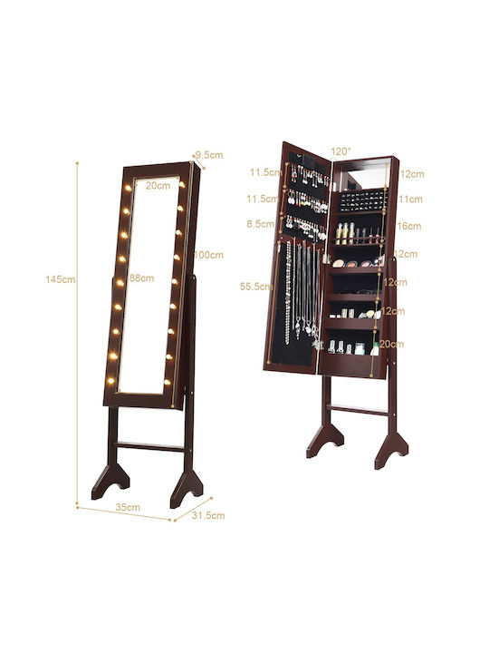 Costway Boden- oder Standspiegel mit Braune Holz Rahmen
