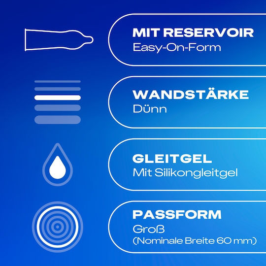 Durex Prezervative Extra 10 Bucăți 60mm pentru Mărimi Mari Subțiri pentru Senzație Naturală Natural