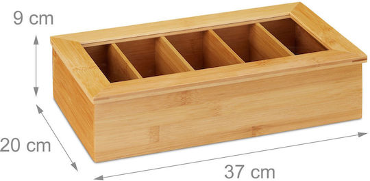 Relaxdays Caseta Pentru Ceai Cu Capac Din Lemn Bej 20x9x37cm