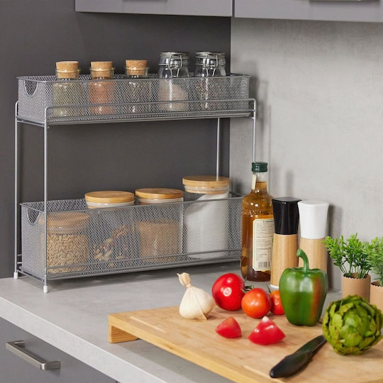 Relaxdays Metallisches Küchenregal für im Schrank 46cm Grau