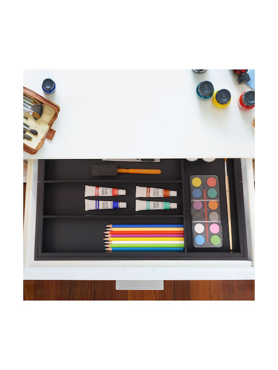 Relaxdays Tăvi Pentru Tacâmuri De Sertar Rabătabilă Din Plastic 44.5x32.5x5cm Neagră