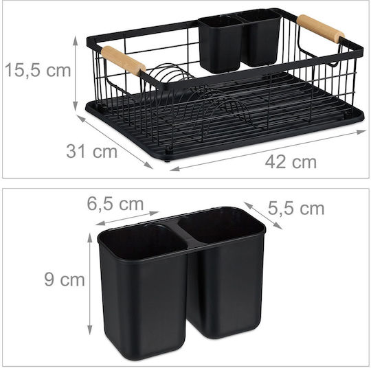 Relaxdays Sink Strainer Wooden Black 15.5x42x31cm