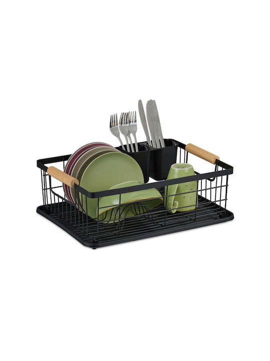 Relaxdays Sink Strainer Wooden Black 15.5x42x31cm