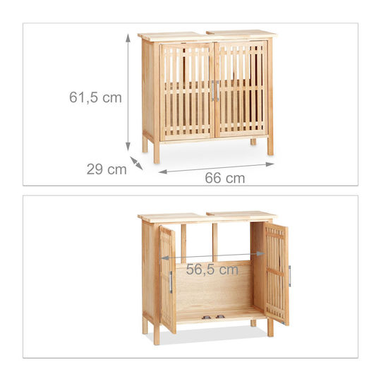 Relaxdays Blat fără Lavoar cu lumină L61.5xW66xH29cm Walnut Wood, Natural