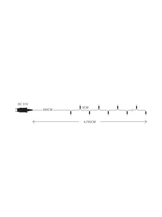 900 Lights LED 44.95m. Warm White in String 1pcs