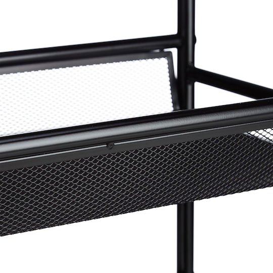 Relaxdays Troleu De Bucătărie Metalic Cu 3 Locuri Negru 50x25x81cm