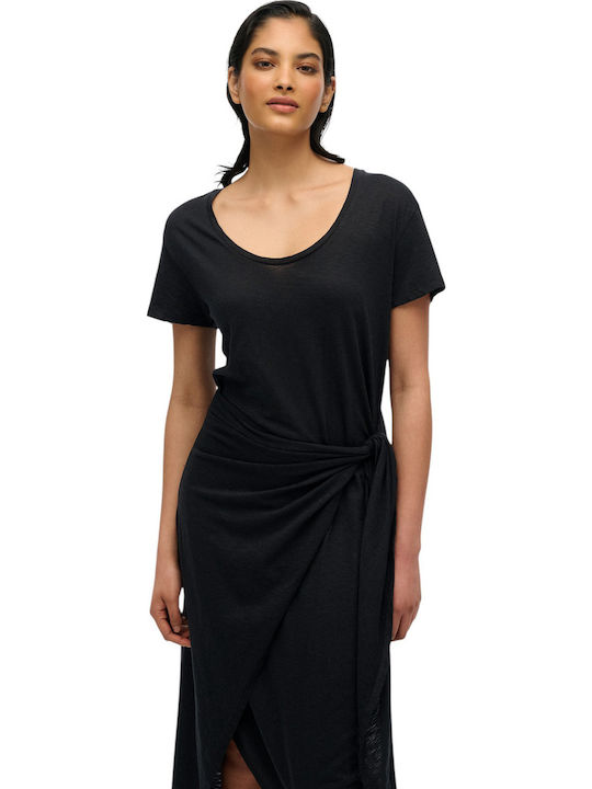 Rochie Midi Wrap-Around Neagră