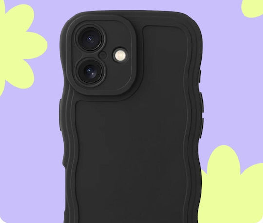 HappyCase Umschlag Rückseite Silikon Schwarz (iPhone 16)