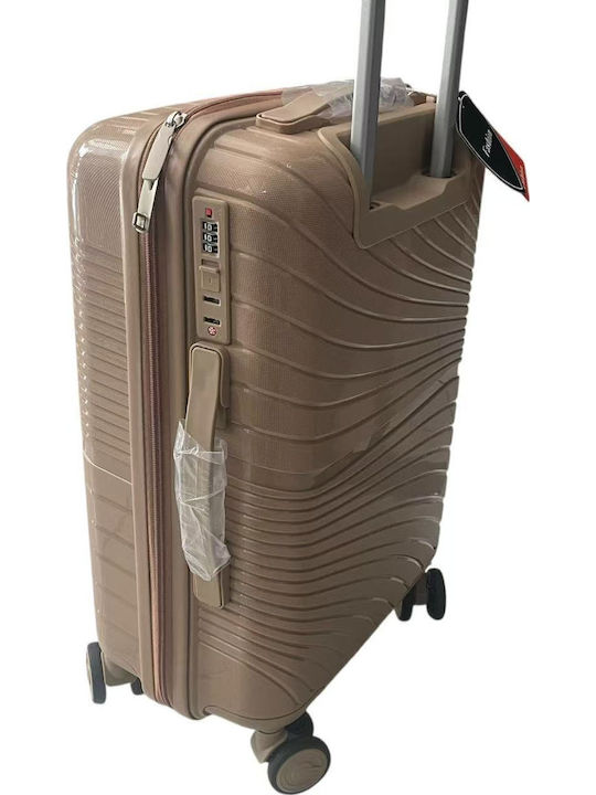 Ormi Large Travel Suitcase Hard Beige with Wheels Height 77cm