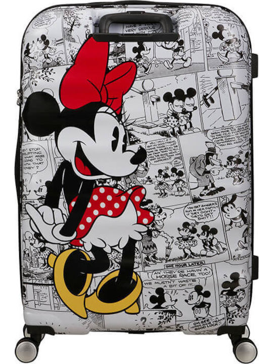 American Tourister Wavebreaker Kids Large Hard Suitcase Minnie Comics White with 4 Wheels Height 77cm