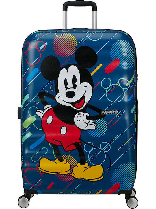 American Tourister Wavebreaker Детски Голям Куфар За Пътуване Твърд Mickey Future Pop С 4 Колела Височина 77см