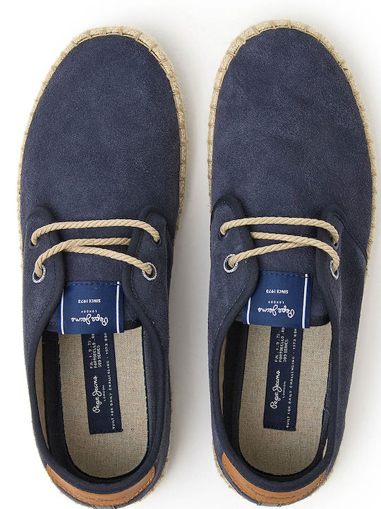 Tourist Classic Suede Men's Espadrilles in Blue Color