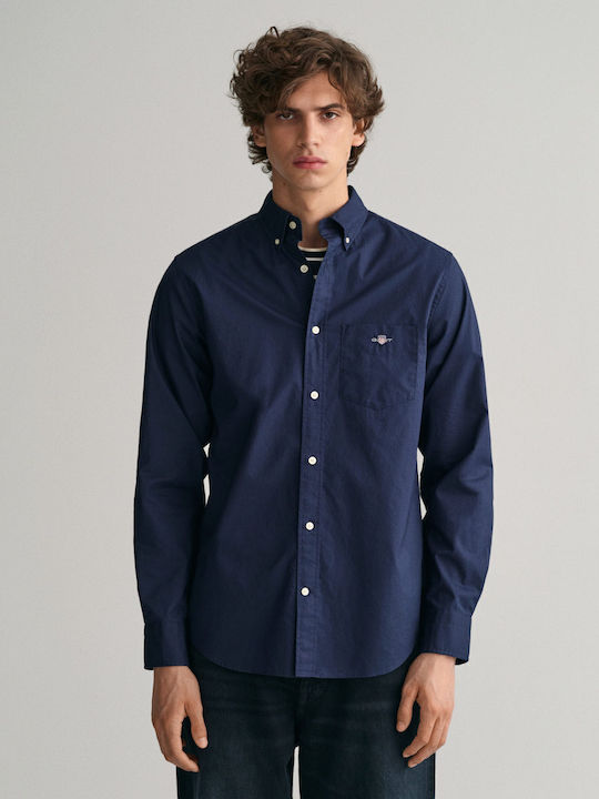 Long-sleeved Cotton Shirt 410 Marine