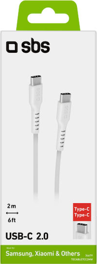 SBS USB 2.0 Cable USB-C male - USB-C Λευκό 2m