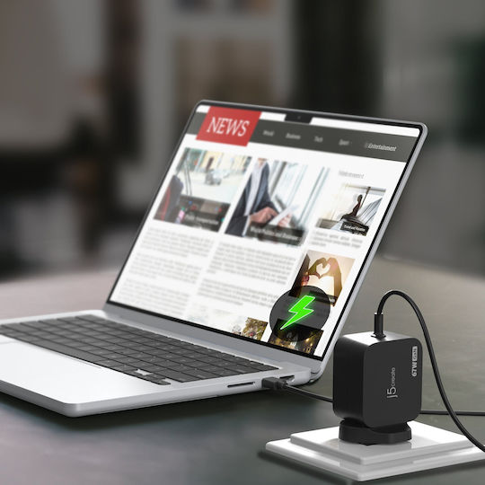J5create USB-C Laptop Charger 67W for Apple / HP with Detachable Power Cable