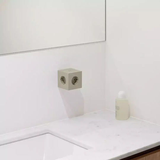 Square Πολύπριζο 2 Θέσεων με 2 USB-A και USB-C Μπεζ