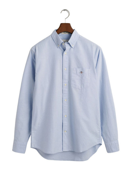 Long Sleeve Cotton Shirt in Regular Fit Light Blue