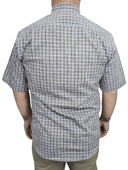 Short-sleeved Cotton Shirt Checked Elephant