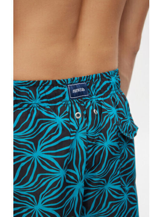 Men's Swimwear Bermuda Black, Petrol with Patterns