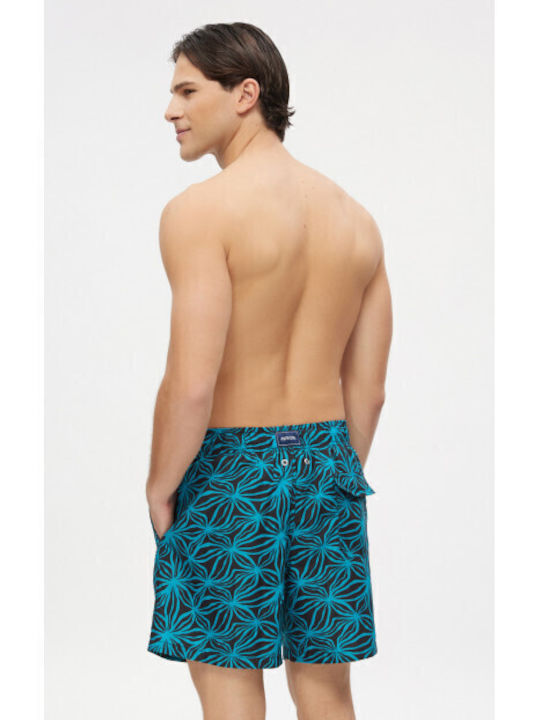 Men's Swimwear Bermuda Black, Petrol with Patterns