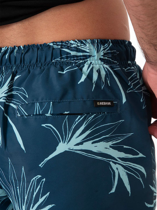 Men's Swimwear Shorts Navy Petrol Blue Floral