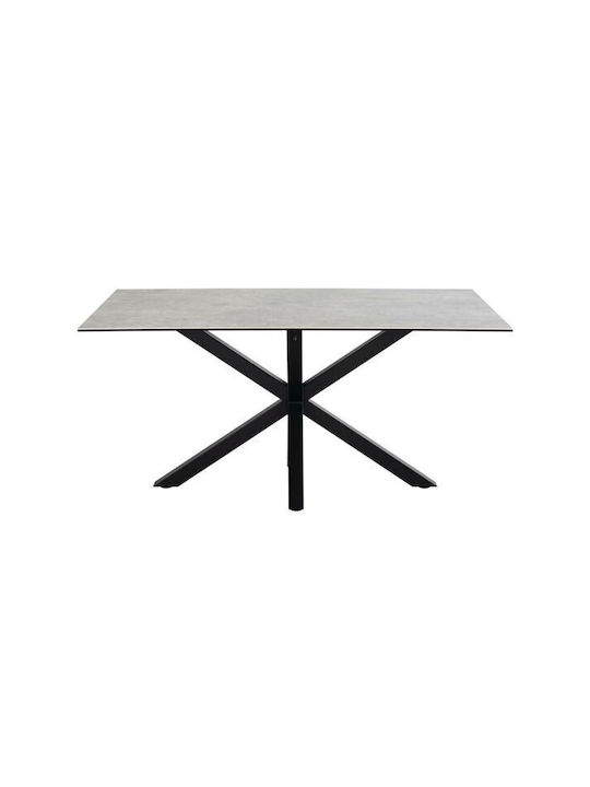 Norsica 446 Table Dining Room with Ceramic Surface Grey, Black 160x90x76cm
